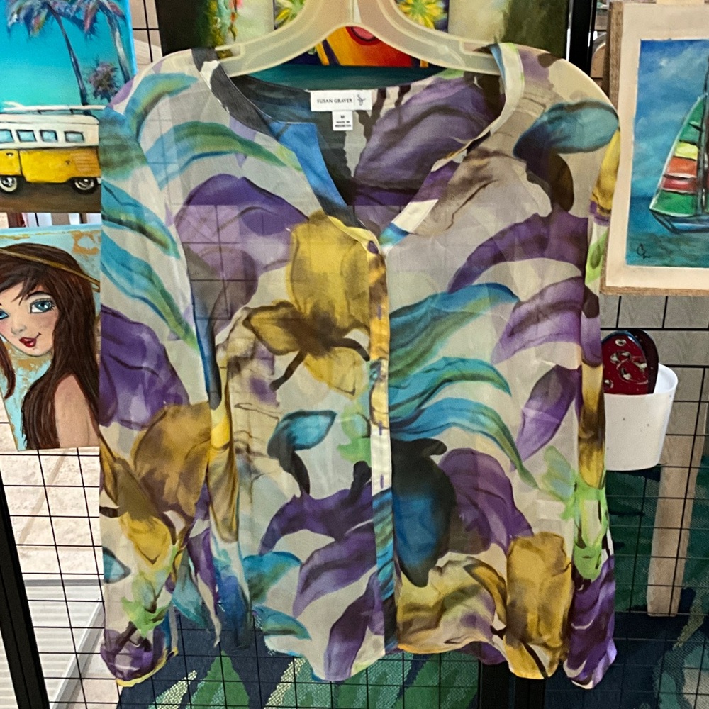Susan Graver Multicolor Floral Blouse